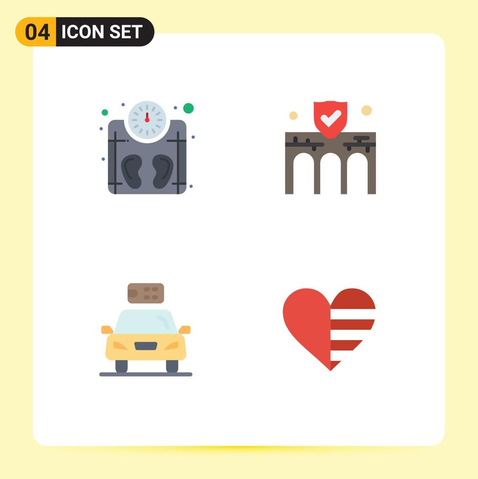 Modern Set of 4 Flat Icons and symbols such as machine car weight construction electric Editable Vector Design Elements