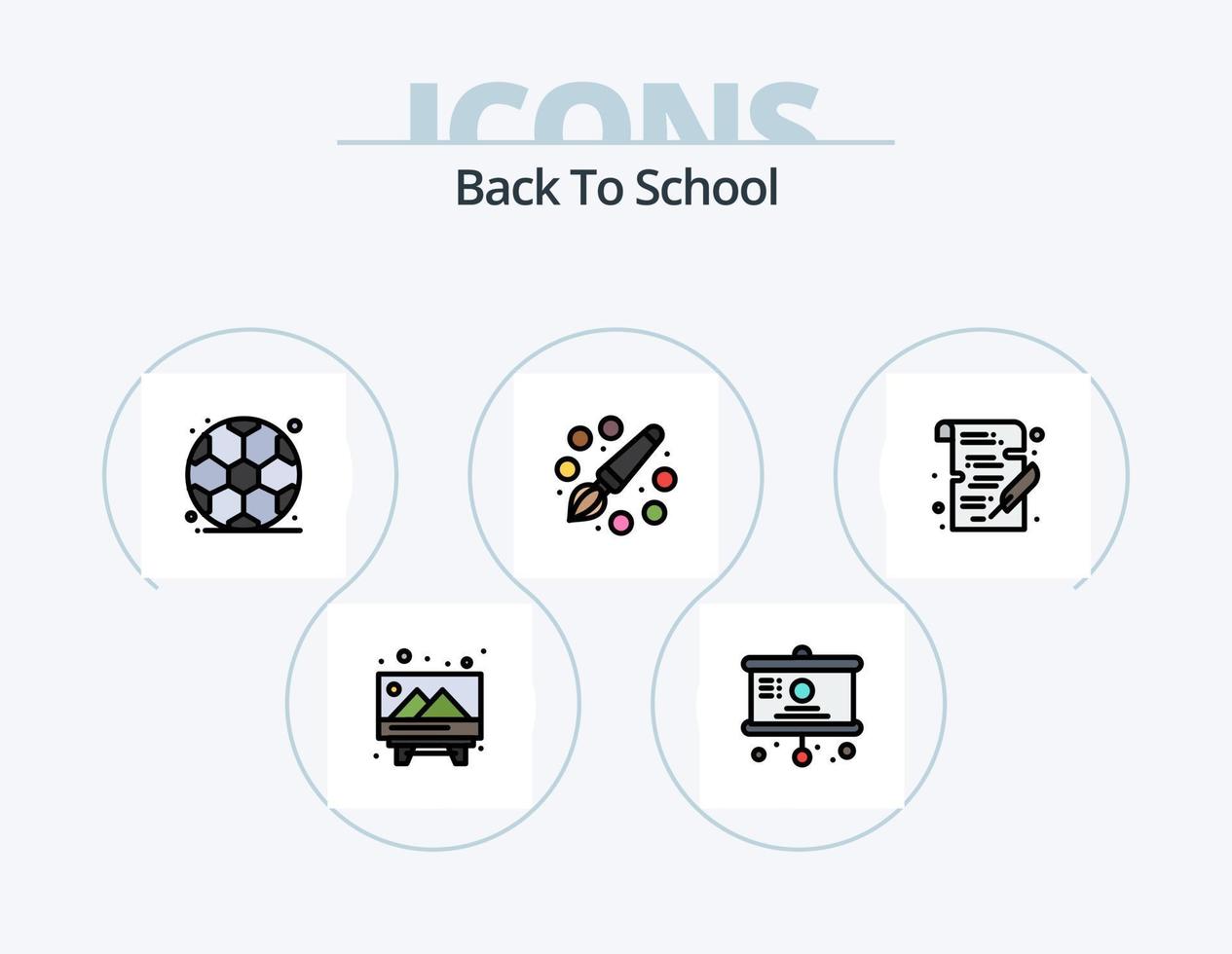Back To School Line Filled Icon Pack 5 Icon Design. formula. calculate. bank. back to school. pot vector