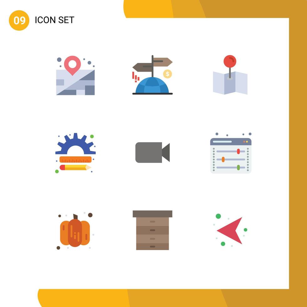 9 Thematic Vector Flat Colors and Editable Symbols of ui image pin camera management Editable Vector Design Elements