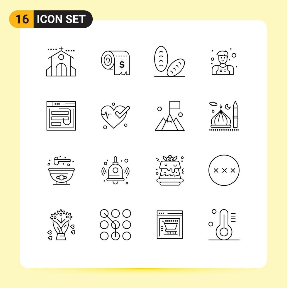 16 Creative Icons Modern Signs and Symbols of hack waiter expenses man food Editable Vector Design Elements