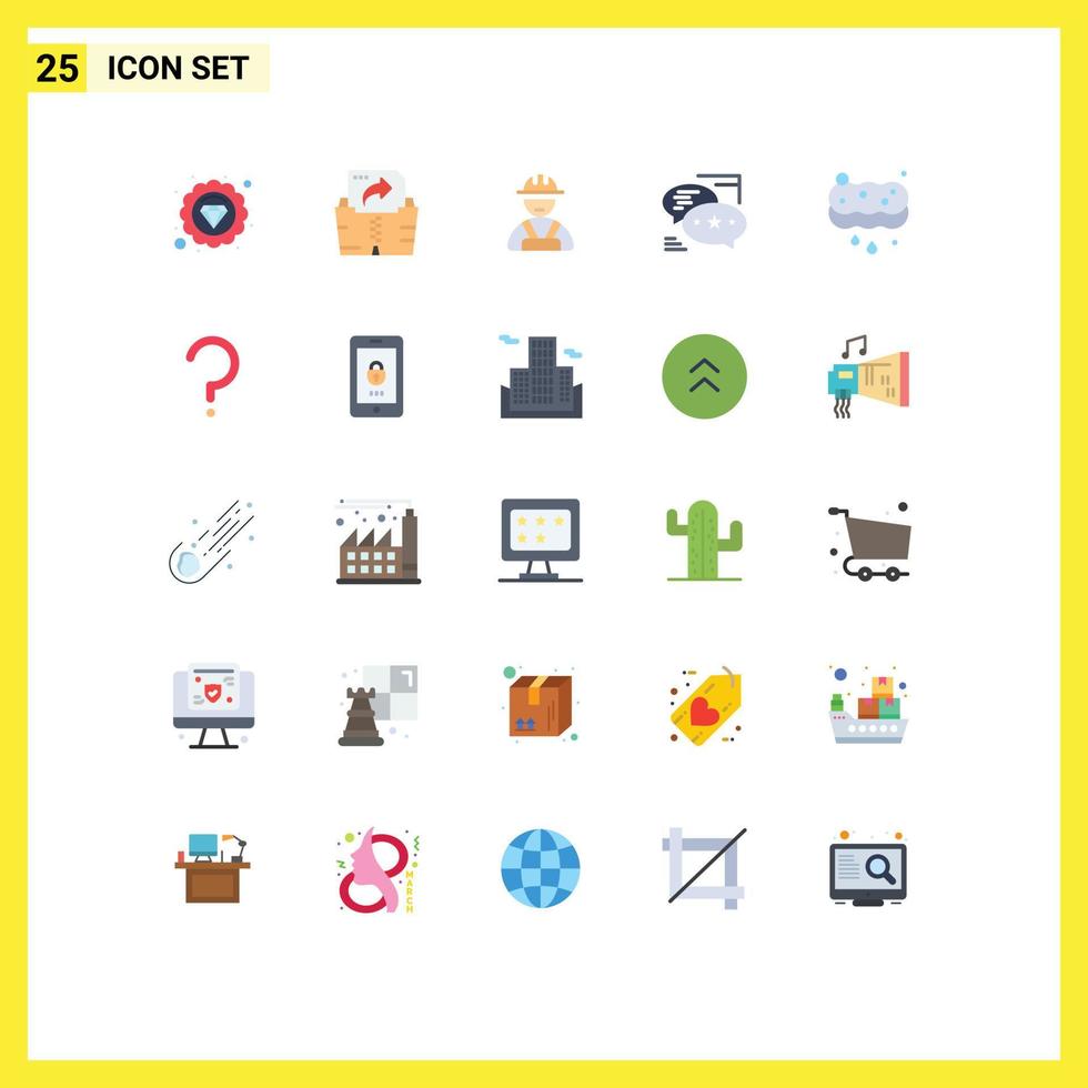 Set of 25 Modern UI Icons Symbols Signs for wash cleaning worker clean messages Editable Vector Design Elements