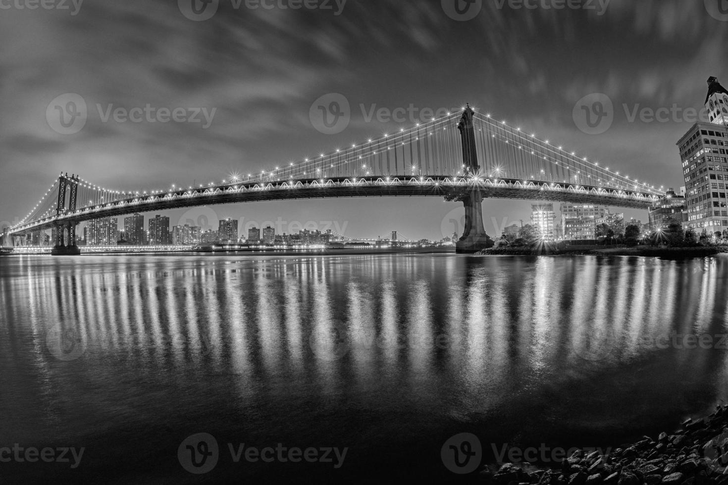 New York manhattan bridge night view from brooklyn photo