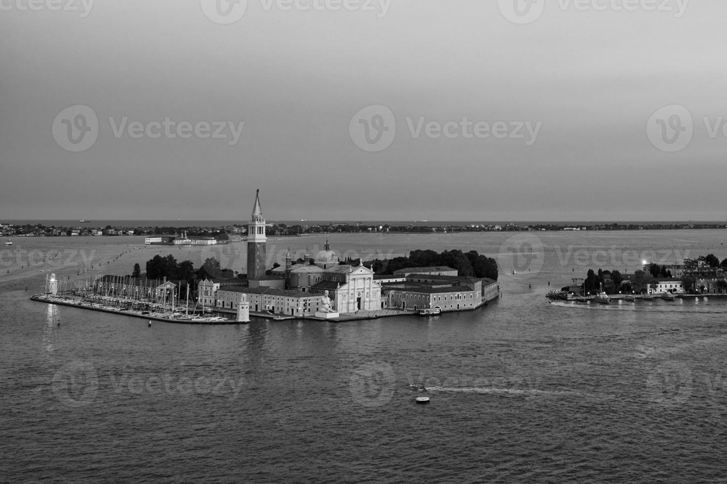 venice aerial view in black and white photo