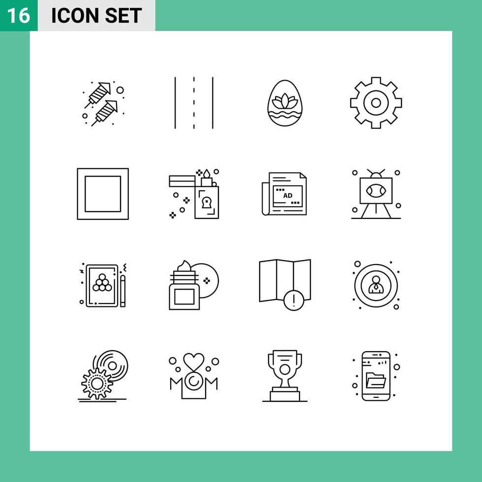 Outline Pack of 16 Universal Symbols of fire layout easter egg options control Editable Vector Design Elements