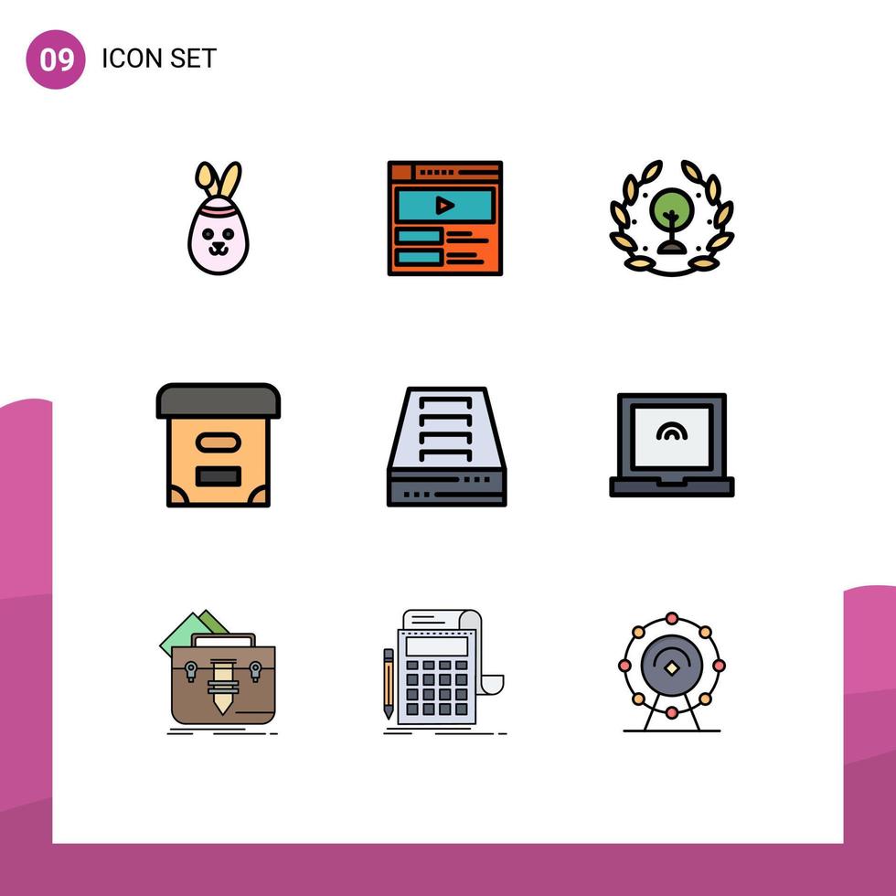 9 Creative Icons Modern Signs and Symbols of office archive drawer day archive box Editable Vector Design Elements