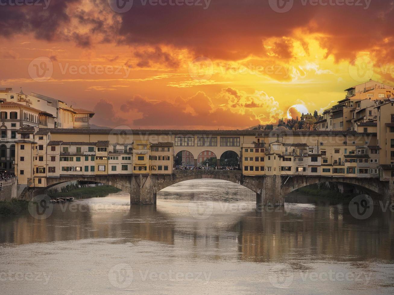 ponte vecchio bridge florence at sunset photo