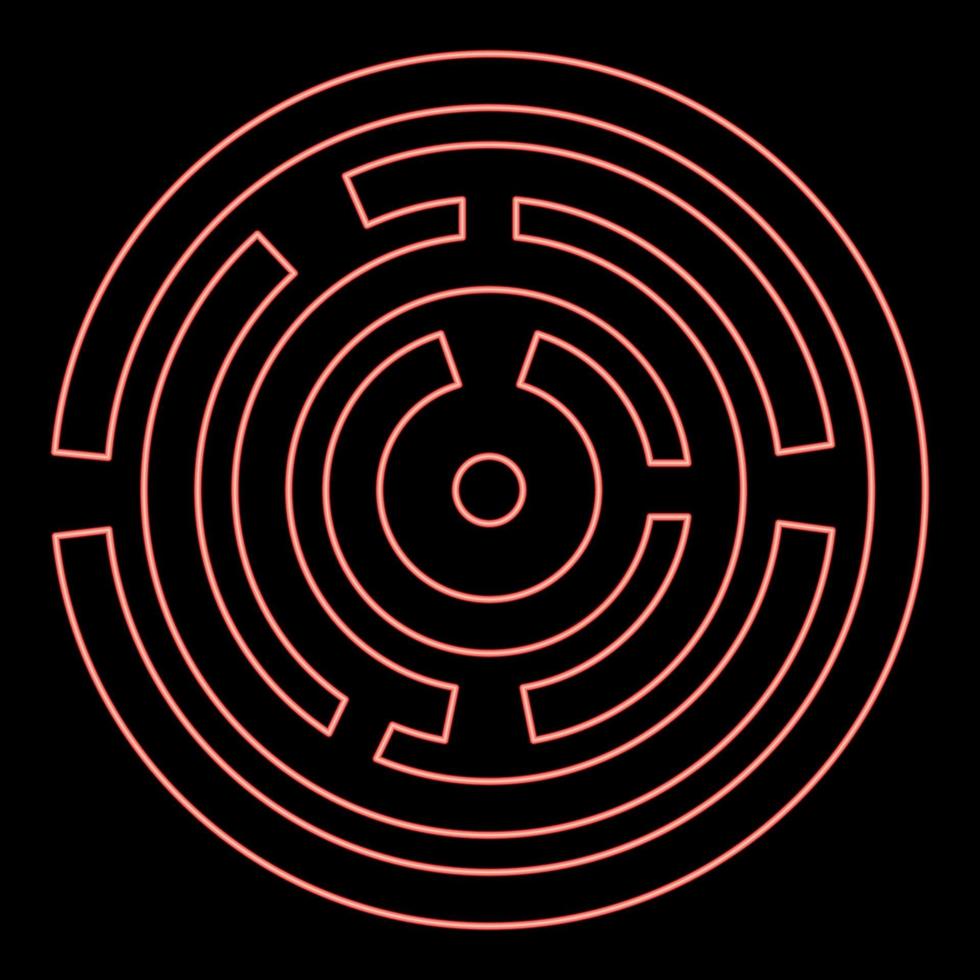 Neon round labyrinth Circle maze red color vector illustration image flat style