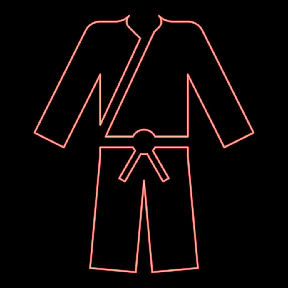 kimono deportivo de neón ropa japonesa color rojo vector ilustración imagen estilo plano