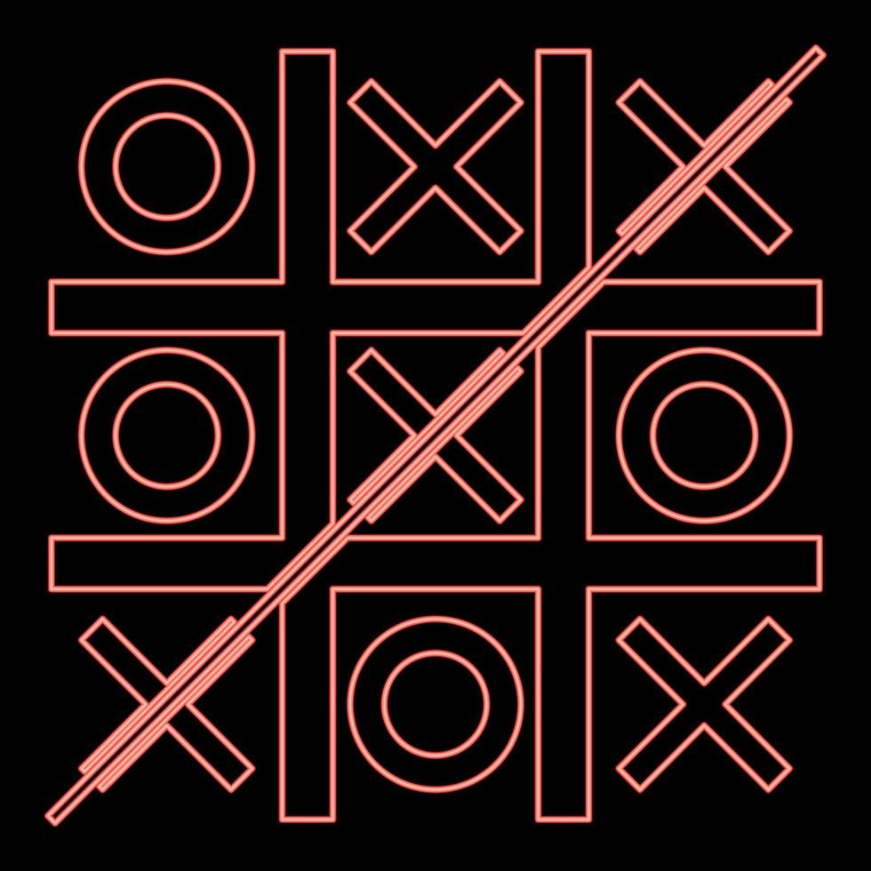 Neon tic tac toe red color vector illustration image flat style
