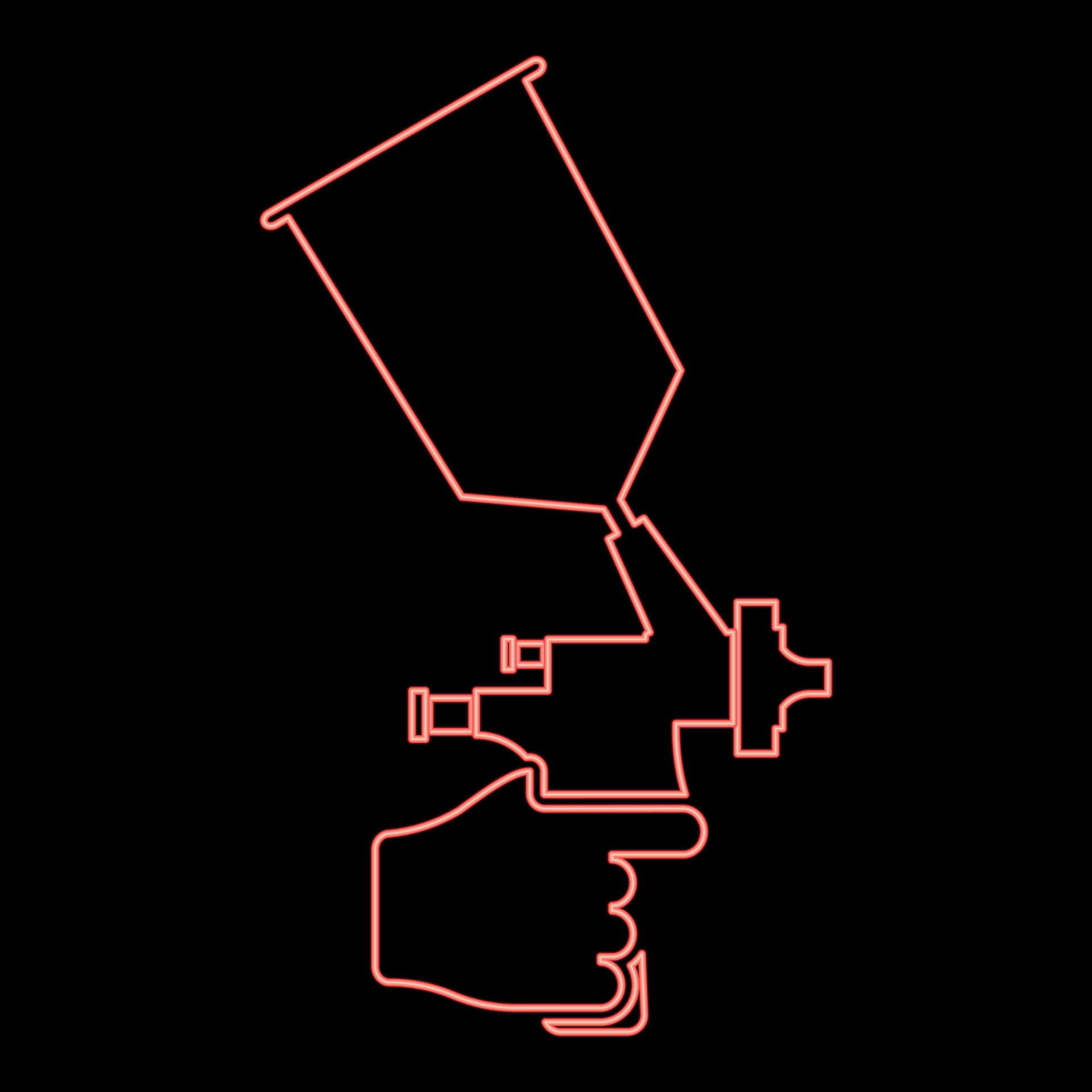 Neon spray gun holding in hand Sprayer using Arm use tool atomizer