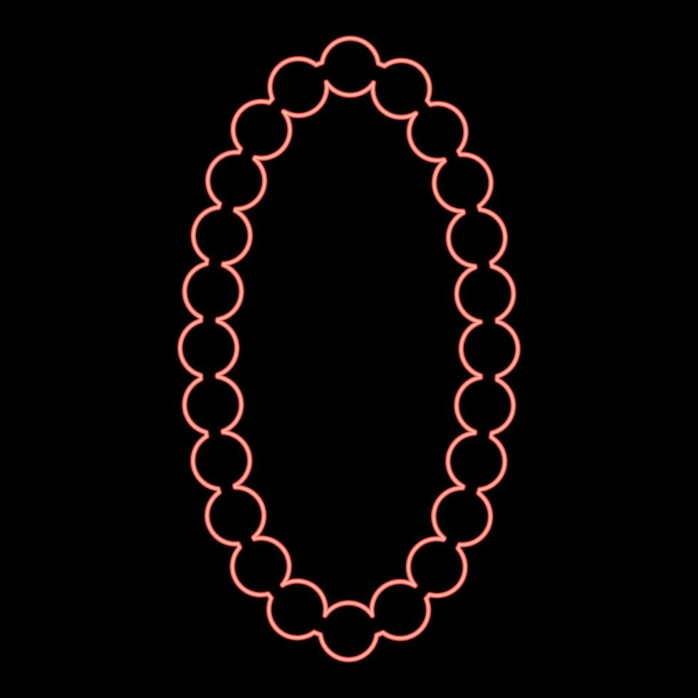 Neon necklace pearl Jewelry with pearl Bead Bijouterie Adornment red color vector illustration image flat style