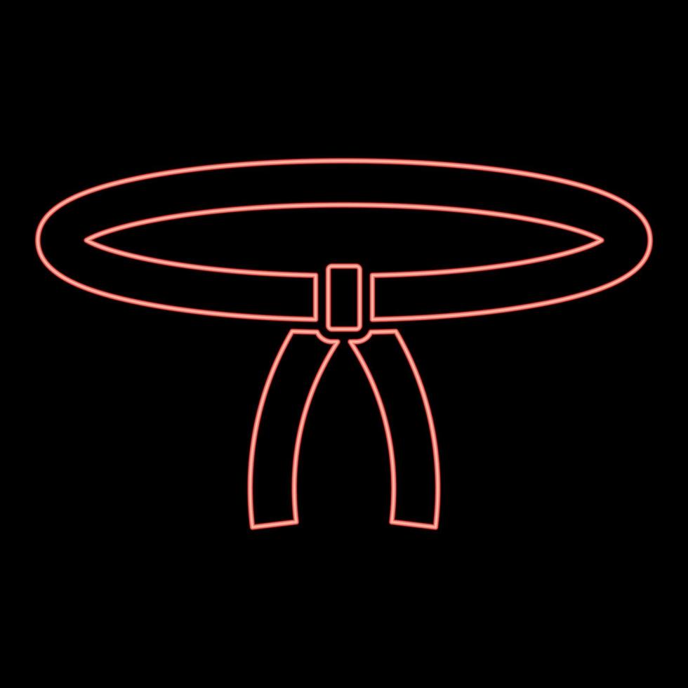 Neon belt Oriental combat sport Waistband Clothing of fighter karate judo red color vector illustration image flat style