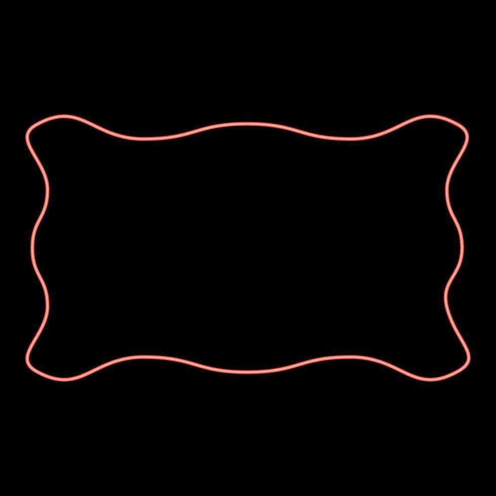 Neon rectangular banner layout wave shape frame application poster Blank mockup Empty template red color vector illustration image flat style