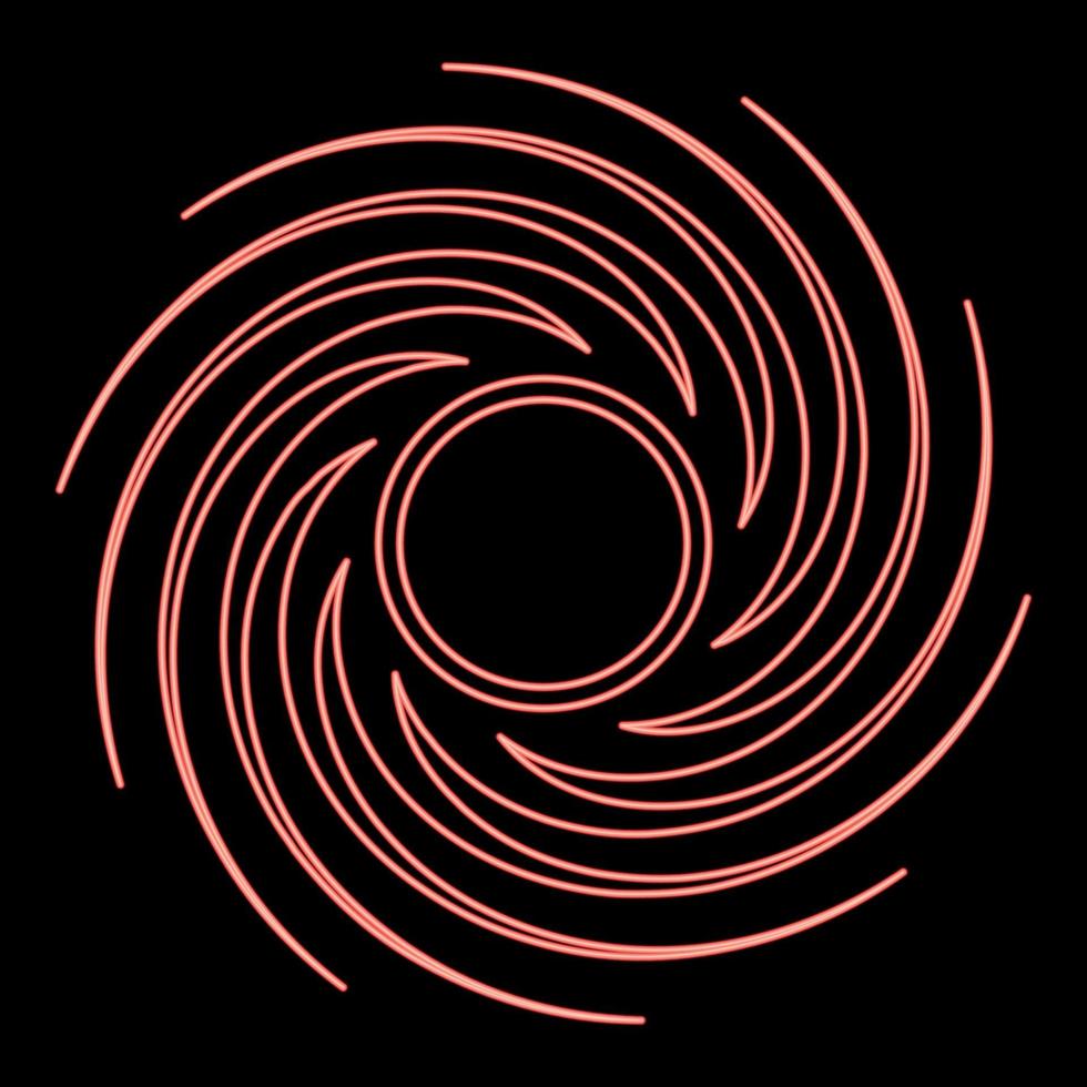 Neon black hole spiral shape vortex portal red color vector illustration image flat style