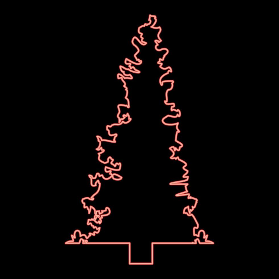 Neon fir spruce red color vector illustration image flat style