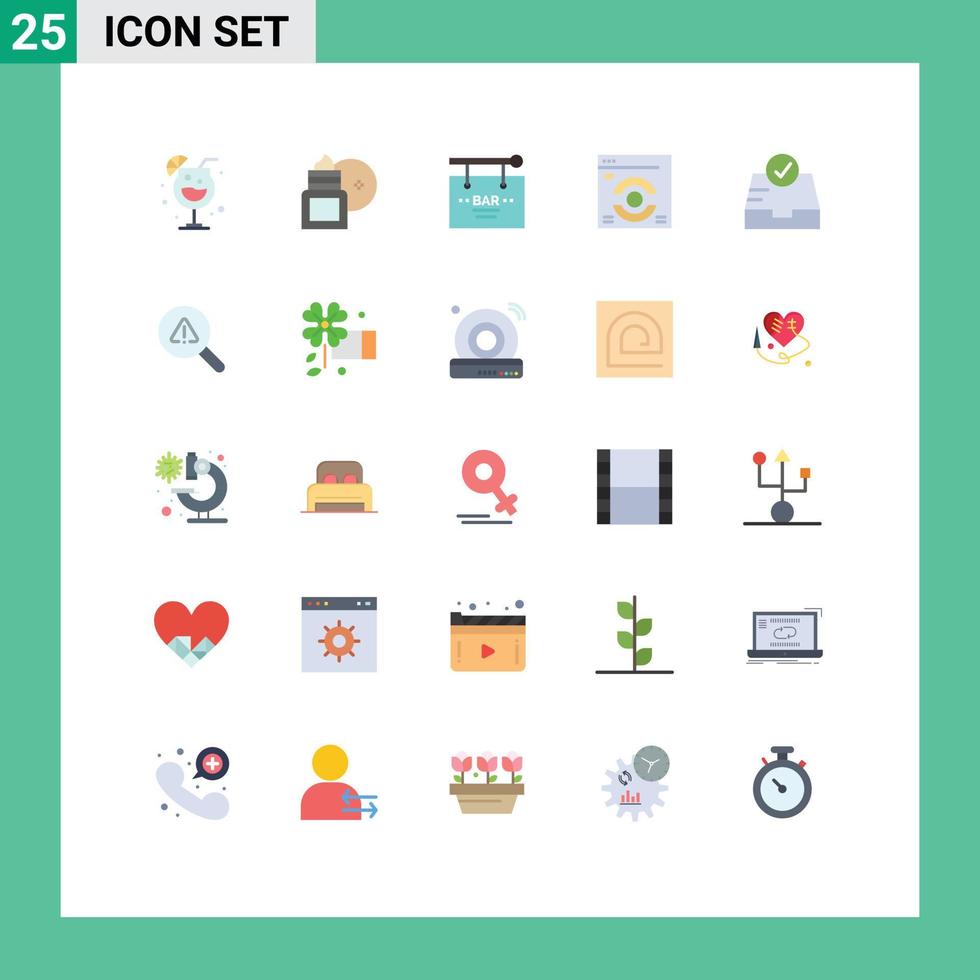 Pictogram Set of 25 Simple Flat Colors of inbox refresh bar web sign Editable Vector Design Elements