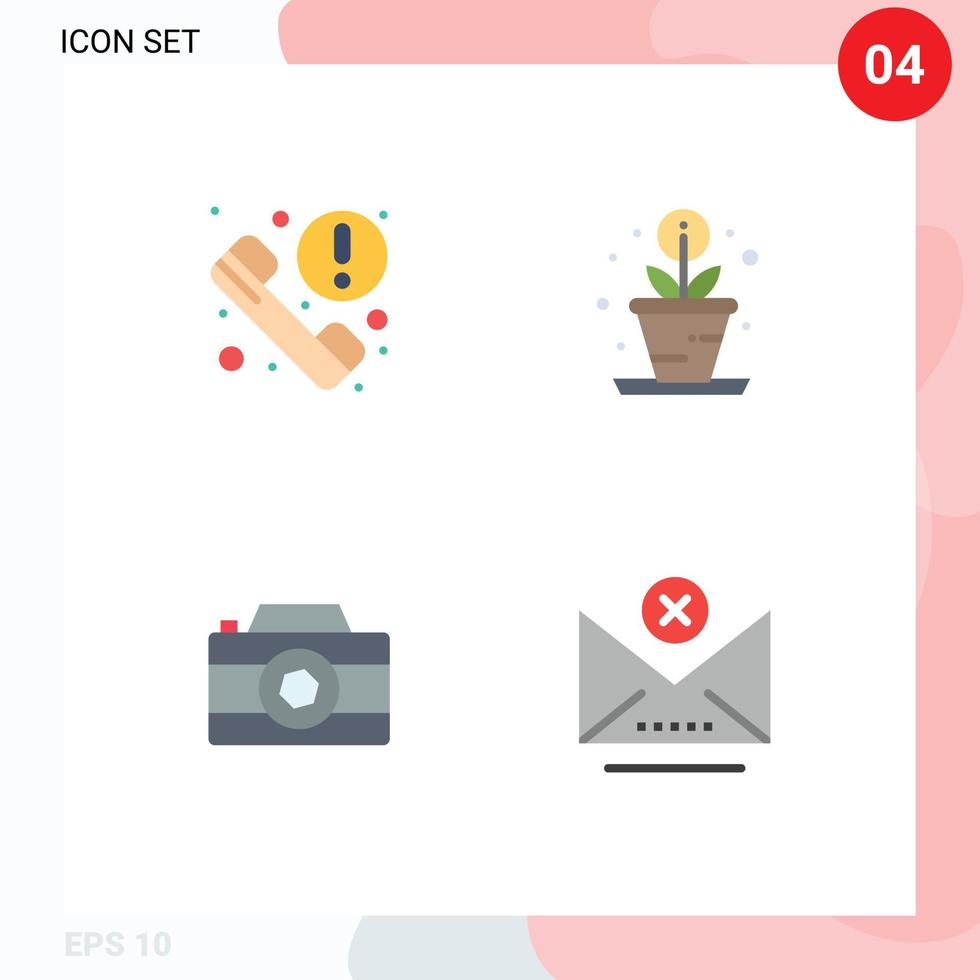 4 iconos planos universales signos símbolos de imagen de llamada bloque de crecimiento de noticias elementos de diseño vectorial editables vector