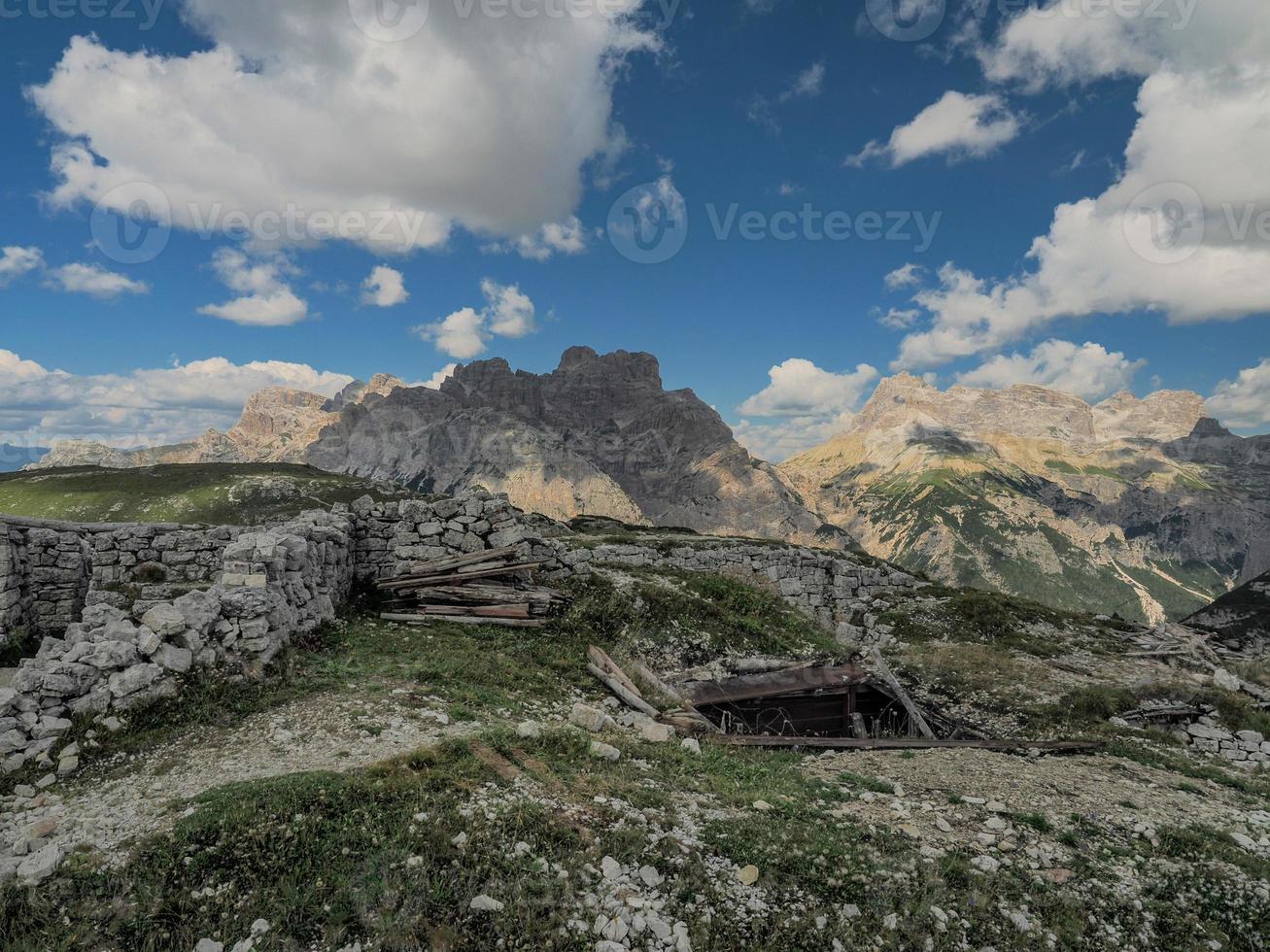 mount piana dolomites mountains first world war paths trench foxhole photo