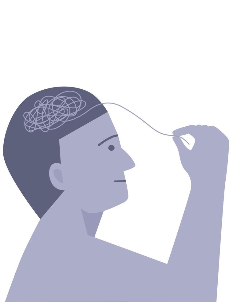 Isolated of human is understanding and managing his stress or depress, mental health concept. flat vector illustration.