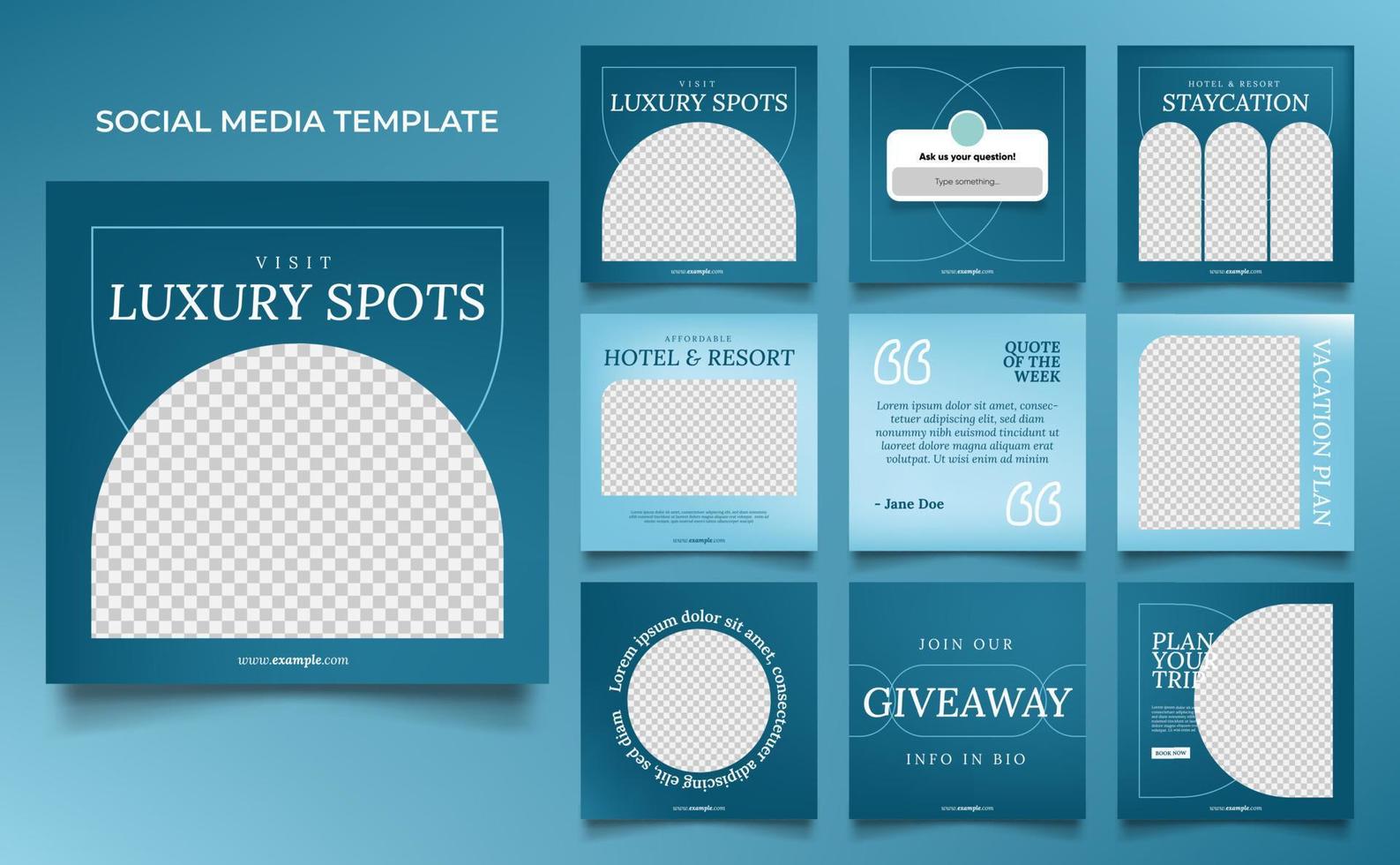 social media template banner travel and vacation service promotion vector