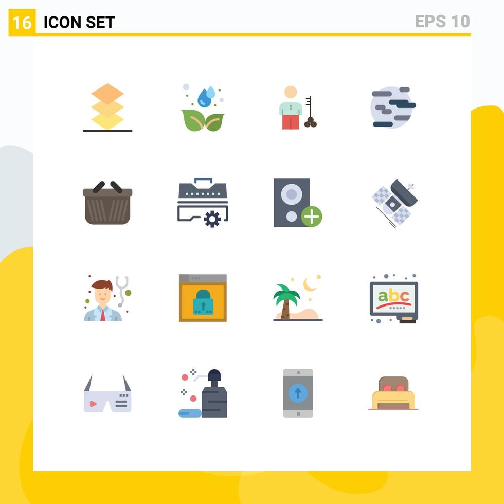 User Interface Pack of 16 Basic Flat Colors of smoke help key environment provider Editable Pack of Creative Vector Design Elements