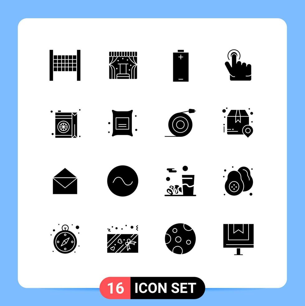 Universal Icon Symbols Group of 16 Modern Solid Glyphs of barley juice electricity grocery hand Editable Vector Design Elements