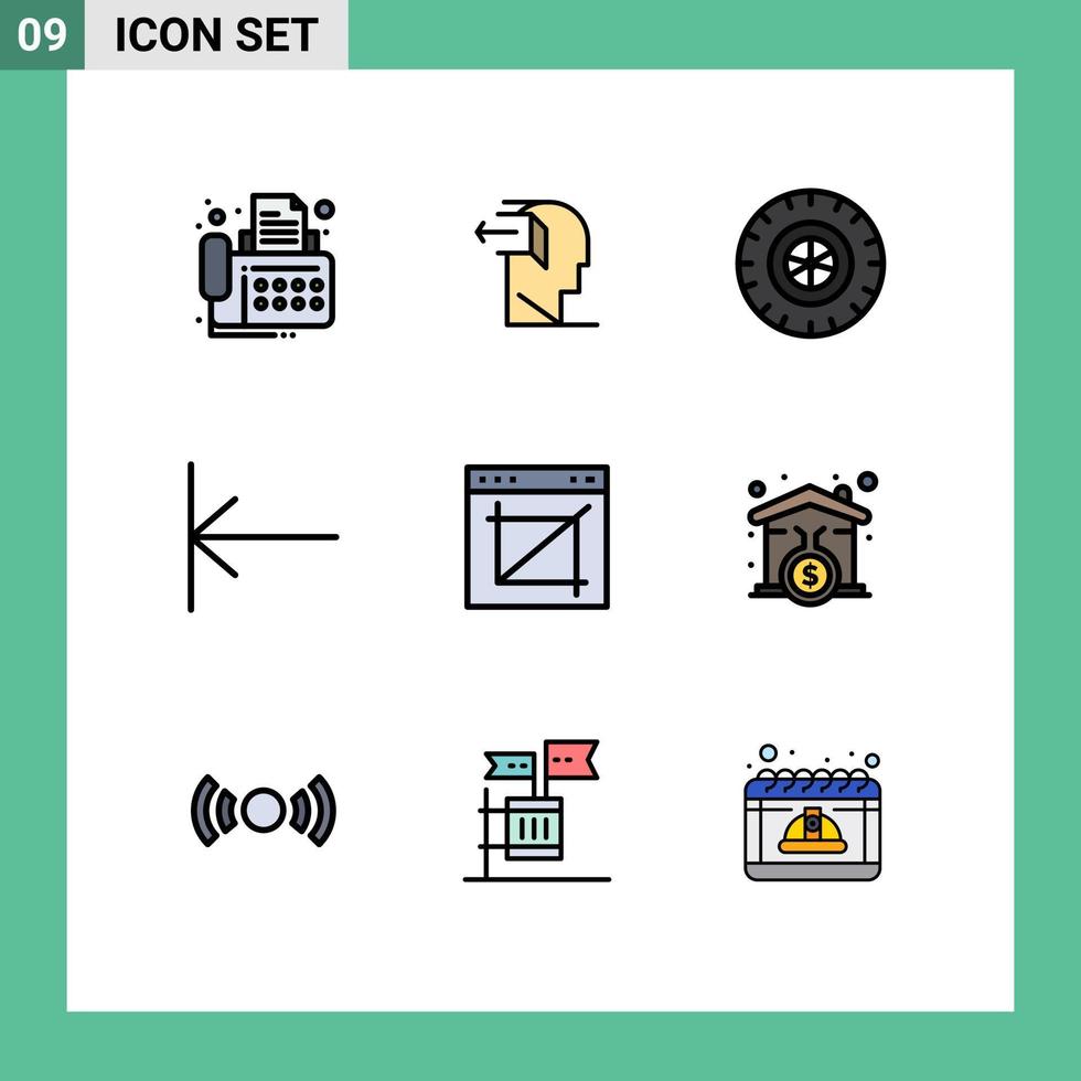 9 Filledline Flat Color concept for Websites Mobile and Apps image crop app release start arrow Editable Vector Design Elements