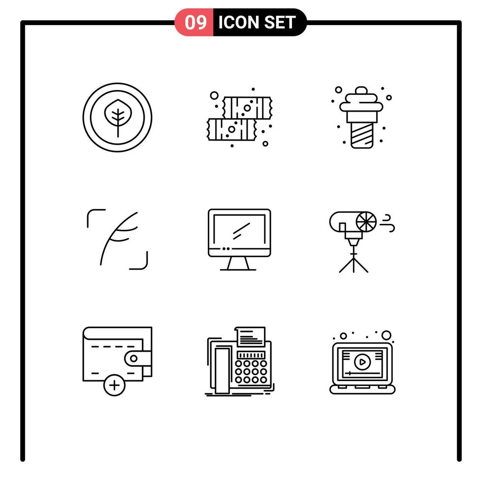 9 Creative Icons Modern Signs and Symbols of device computer food social feather Editable Vector Design Elements