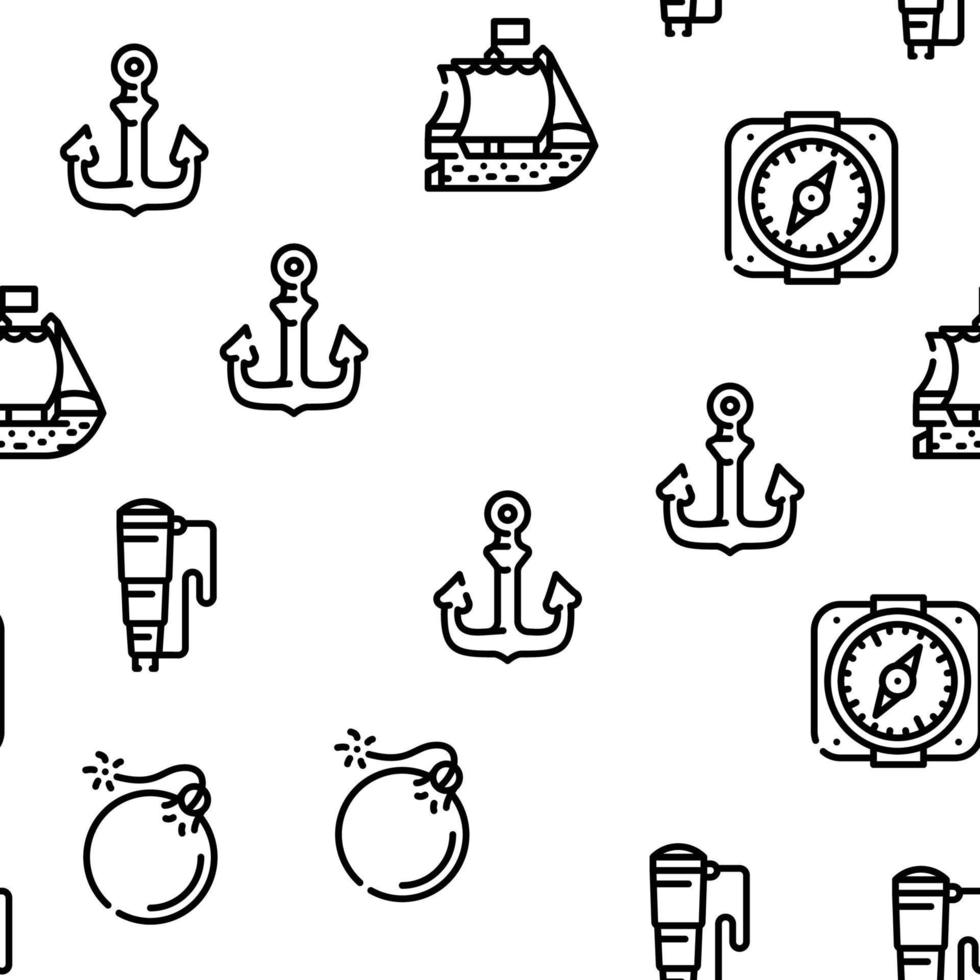 Pirate Sea Robber Vector Seamless Pattern