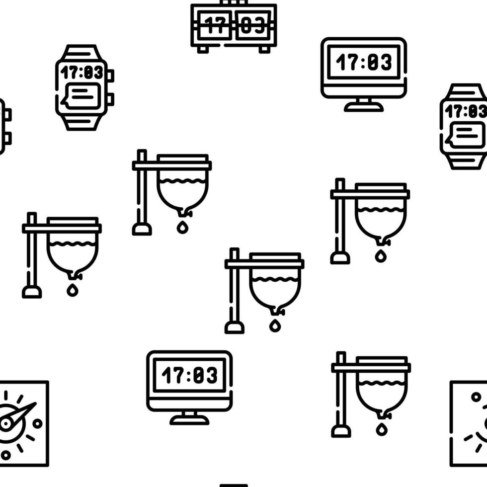 Clock And Watch Time Equipment Vector Seamless Pattern