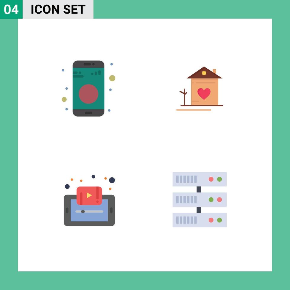 Pictogram Set of 4 Simple Flat Icons of bluetooth document sign family learning Editable Vector Design Elements