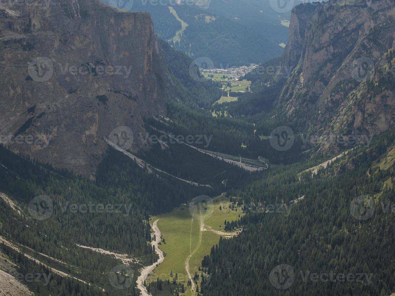 Sassongher mountain above Corvara in Dolomites photo