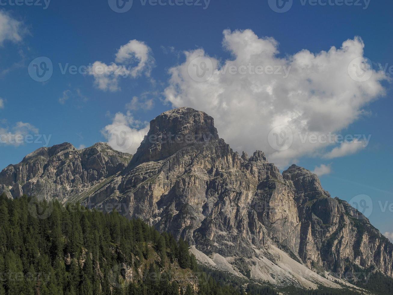 Sassongher mountain above Corvara in Dolomites photo