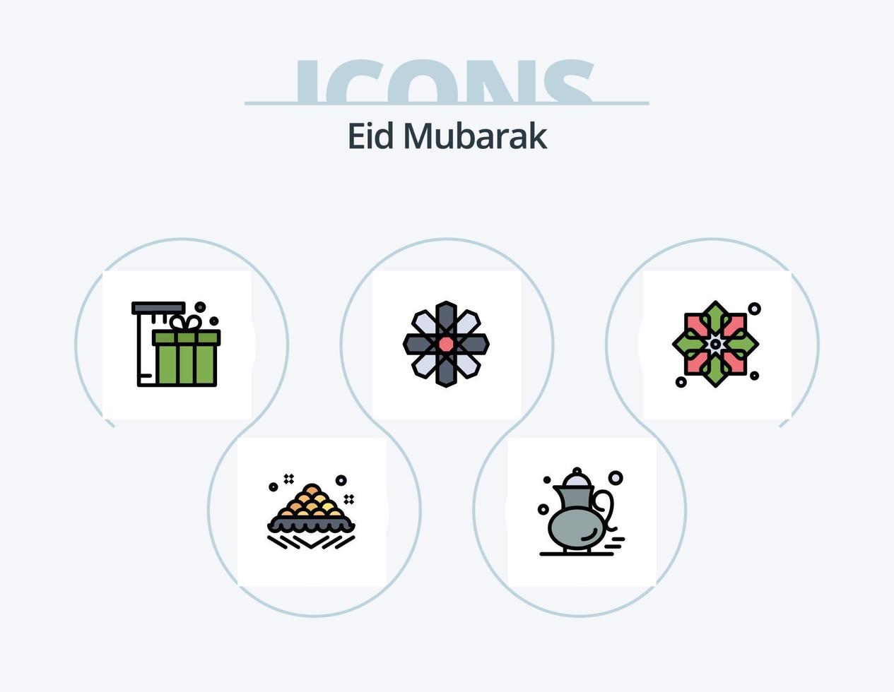 paquete de iconos llenos de línea eid mubarak 5 diseño de iconos. santo. corán decoración. Eid. decoración vector