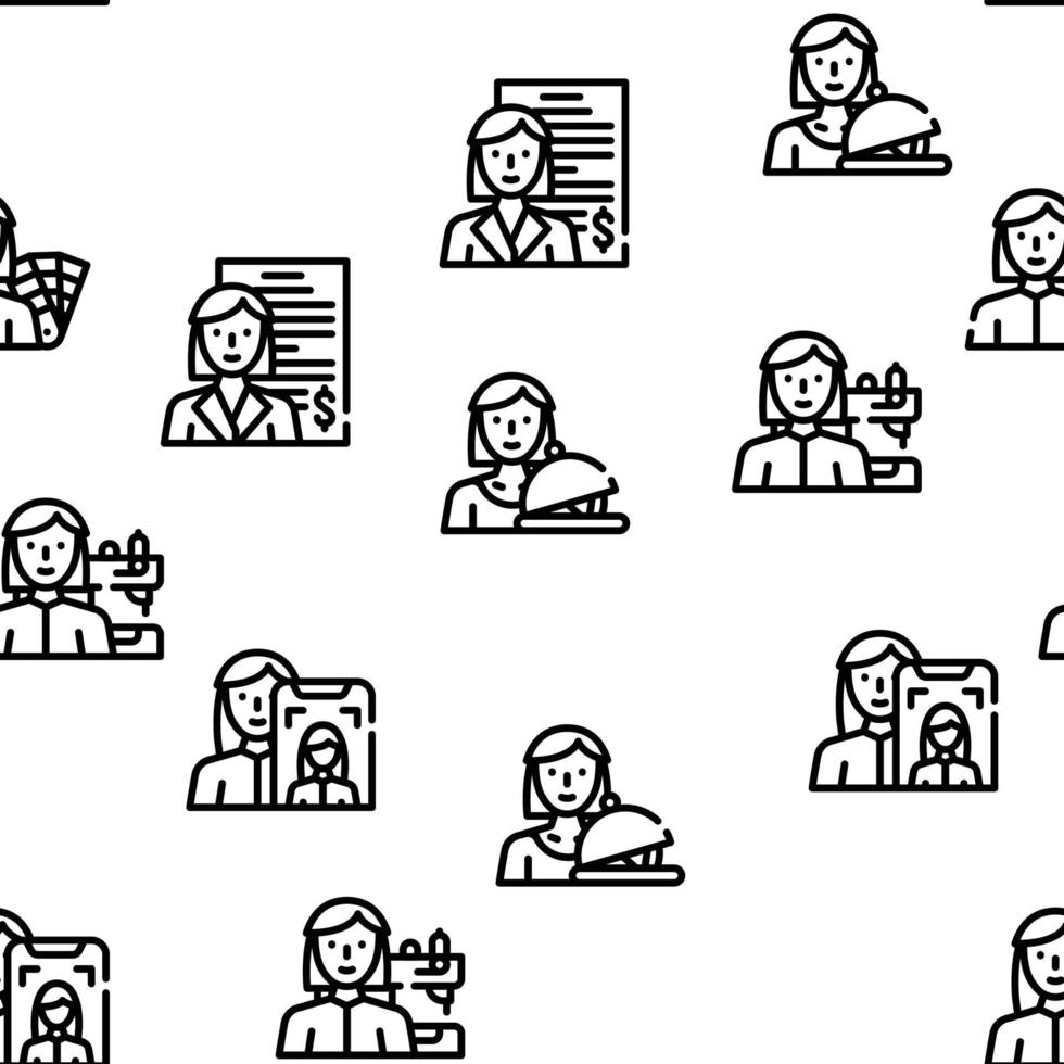 Female Occupation Vector Seamless Pattern