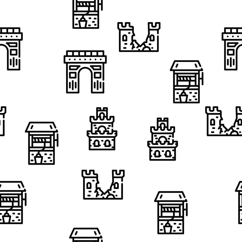 Castle Construction Vector Seamless Pattern