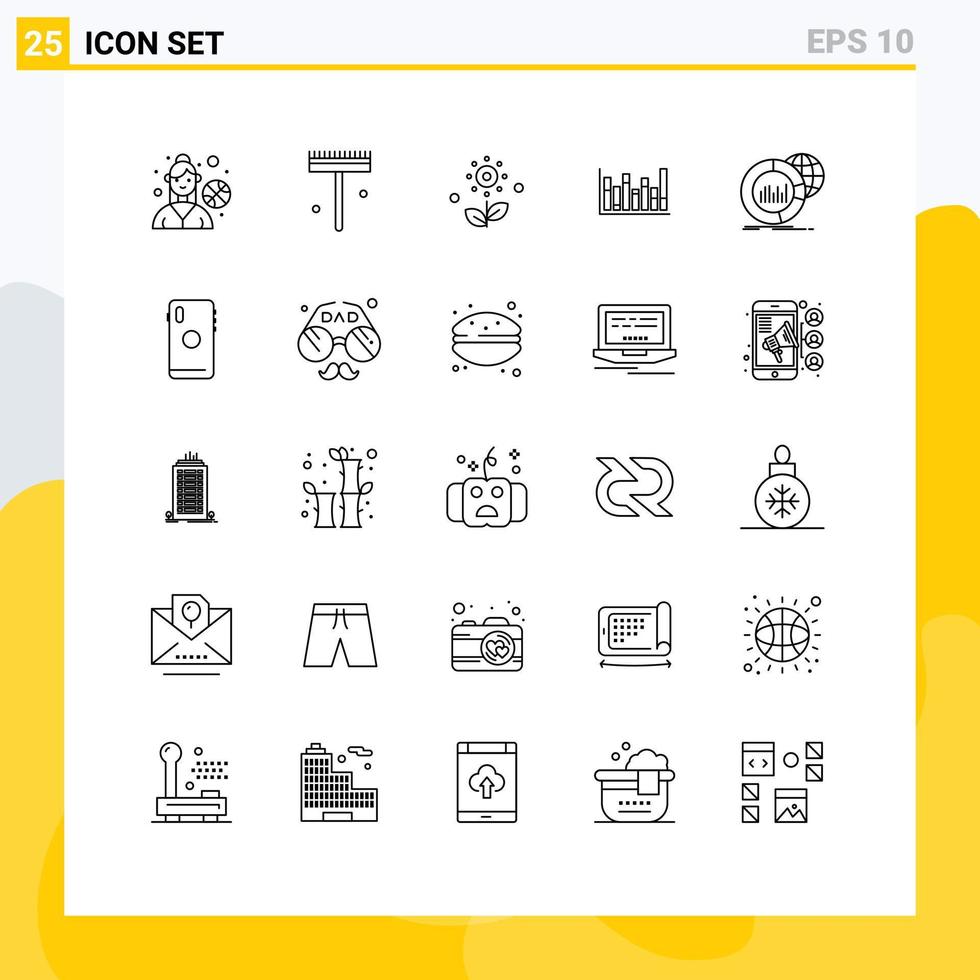 Pictogram Set of 25 Simple Lines of data big plant down line Editable Vector Design Elements