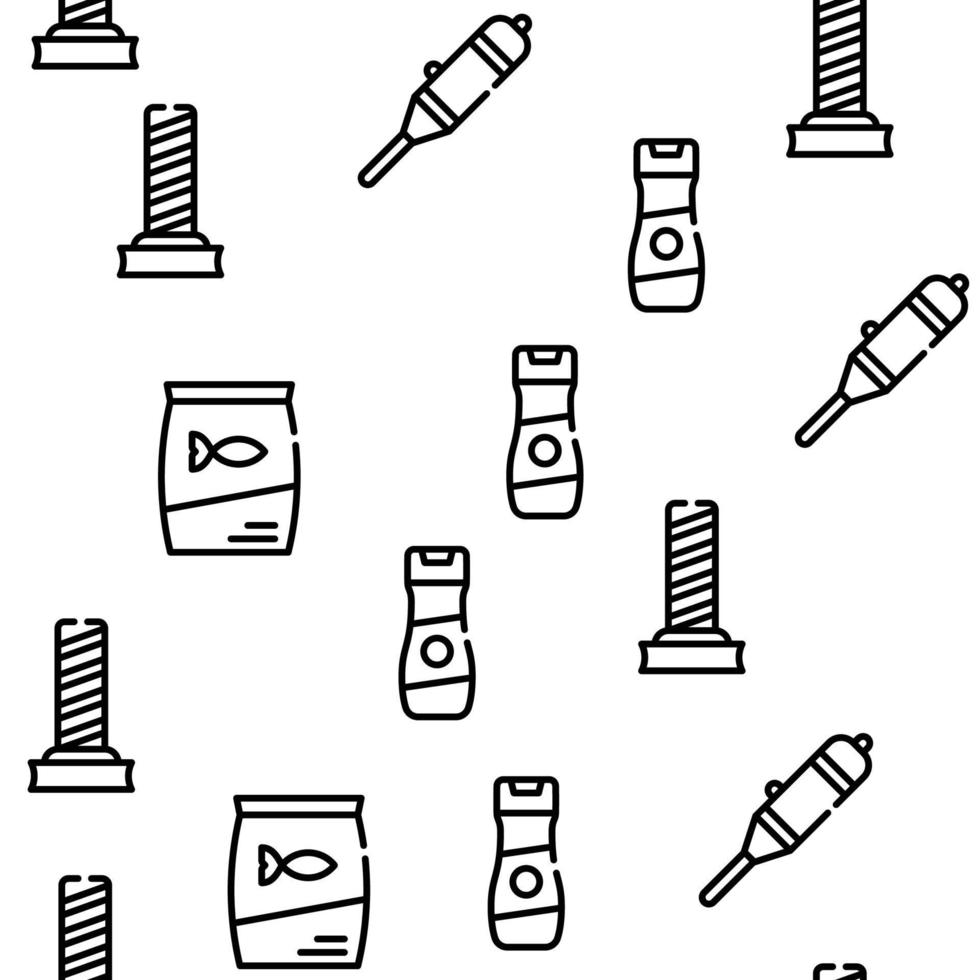 Cat Market Accessory Vector Seamless Pattern