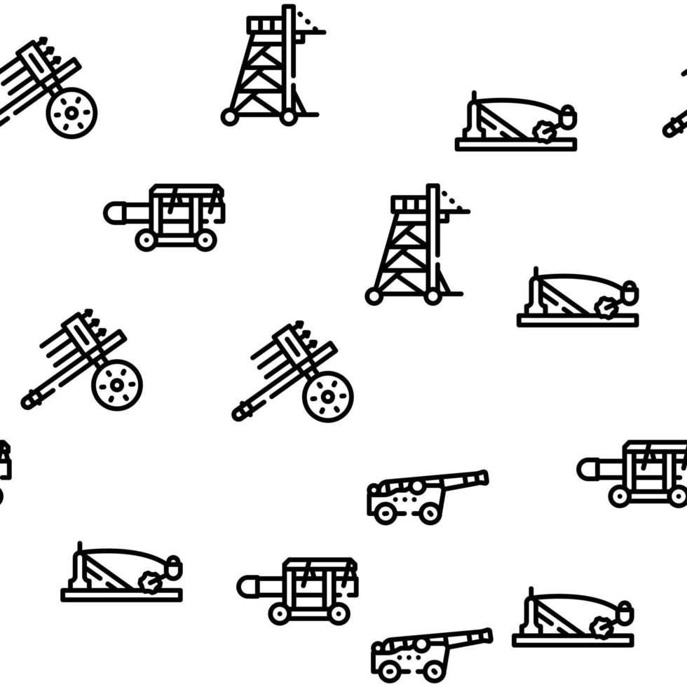 Siege Engine Catapult Vector Seamless Pattern