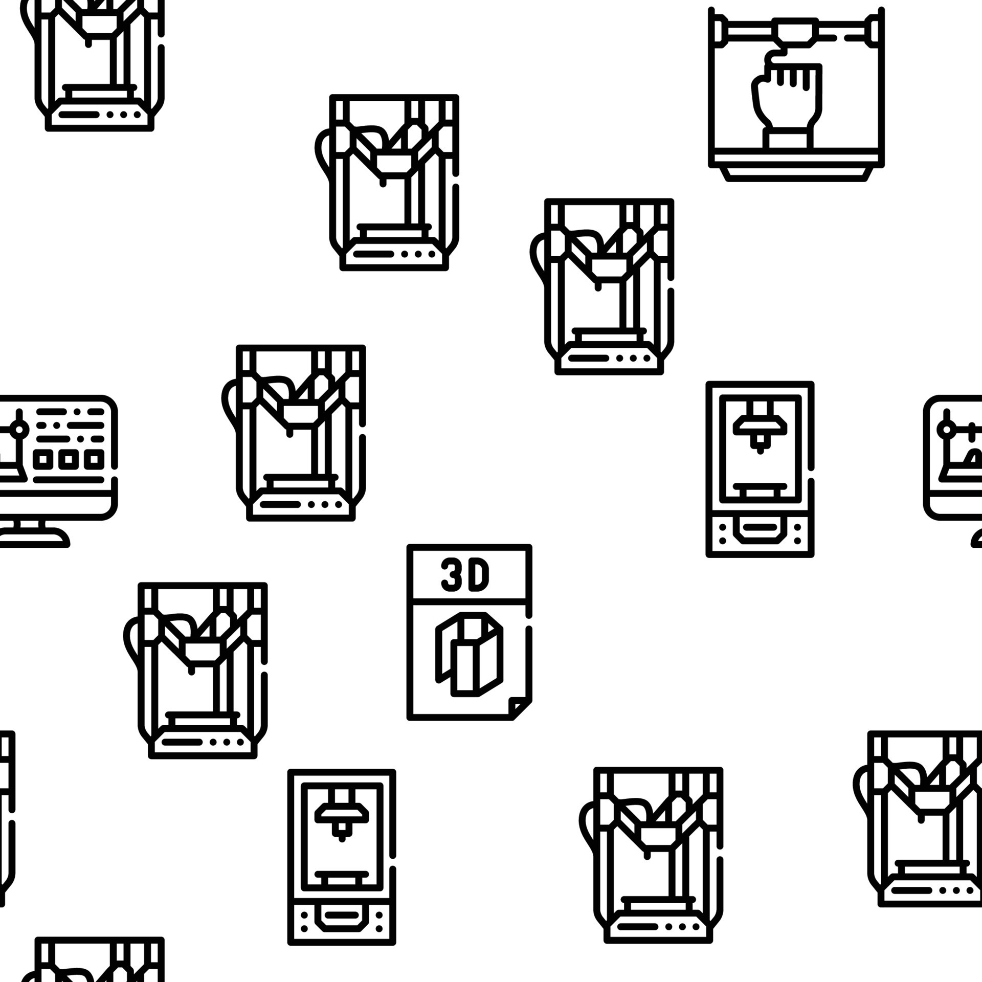 3d Printing Equipment Vector Seamless Pattern 17313765 Vector Art At 1-color-single-stationscreen-printing-equipment-micro-registration