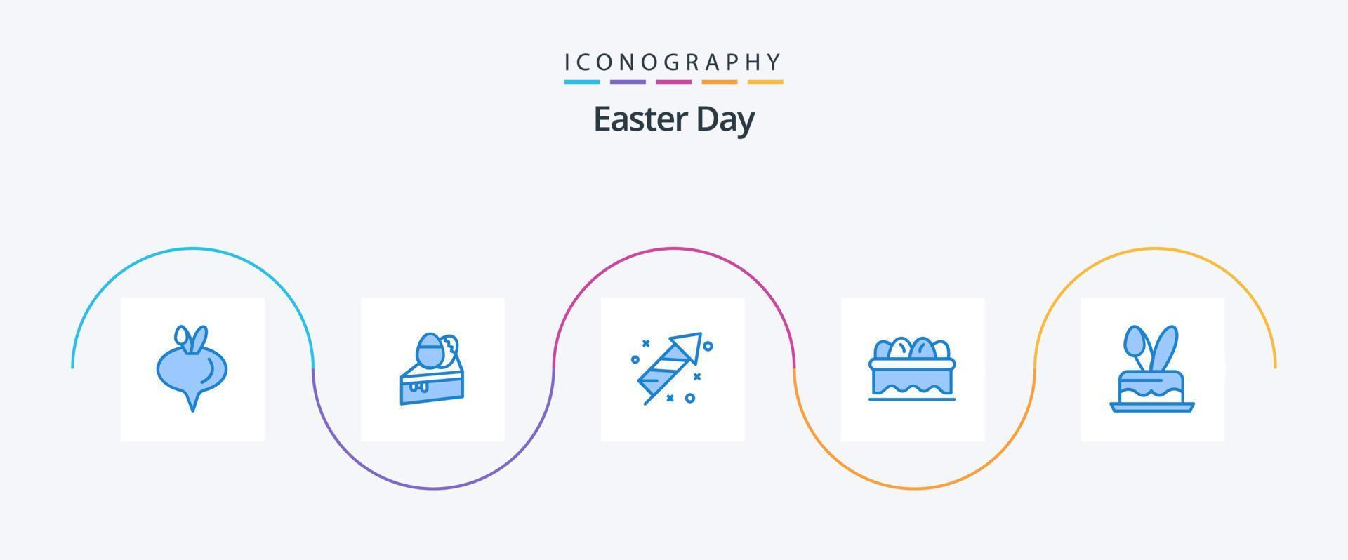 paquete de iconos de pascua azul 5 que incluye vacaciones. huevo. fuego. caca. Pascua de Resurrección vector