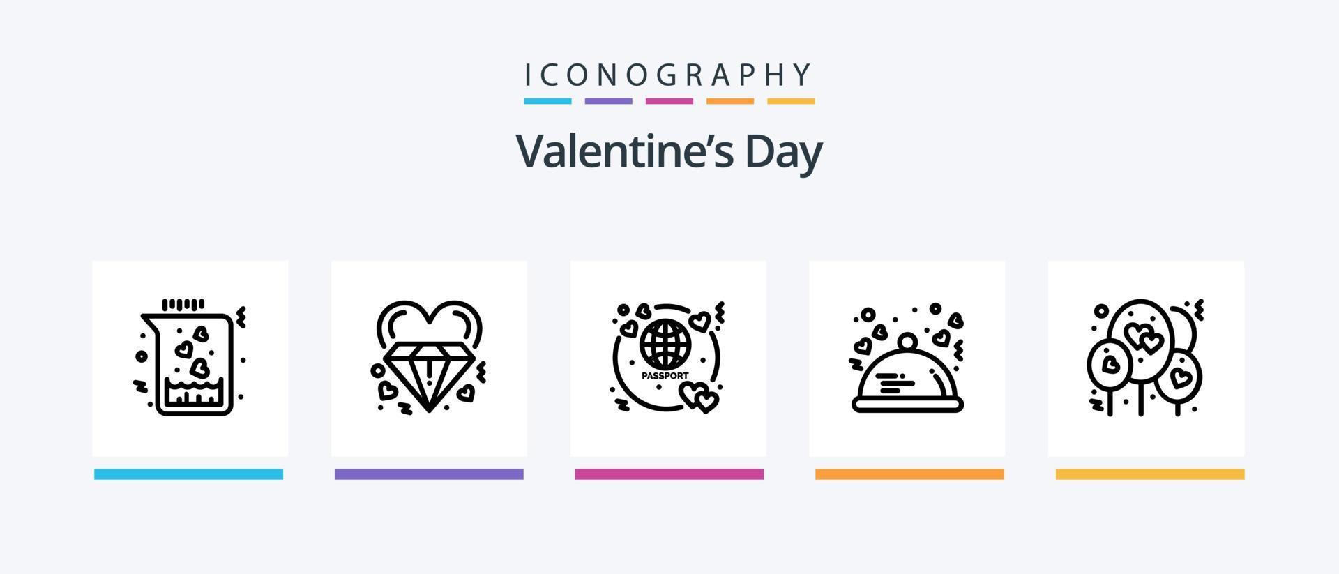 Valentines Day Line 5 Icon Pack Including wedding. gift. wedding. bow. roses. Creative Icons Design vector