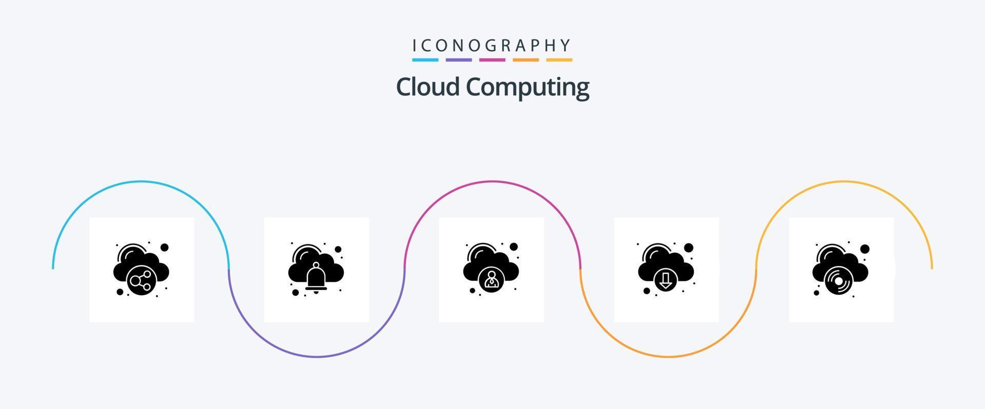 Cloud Computing Glyph 5 Icon Pack Including compact disk. access. cloud. download vector