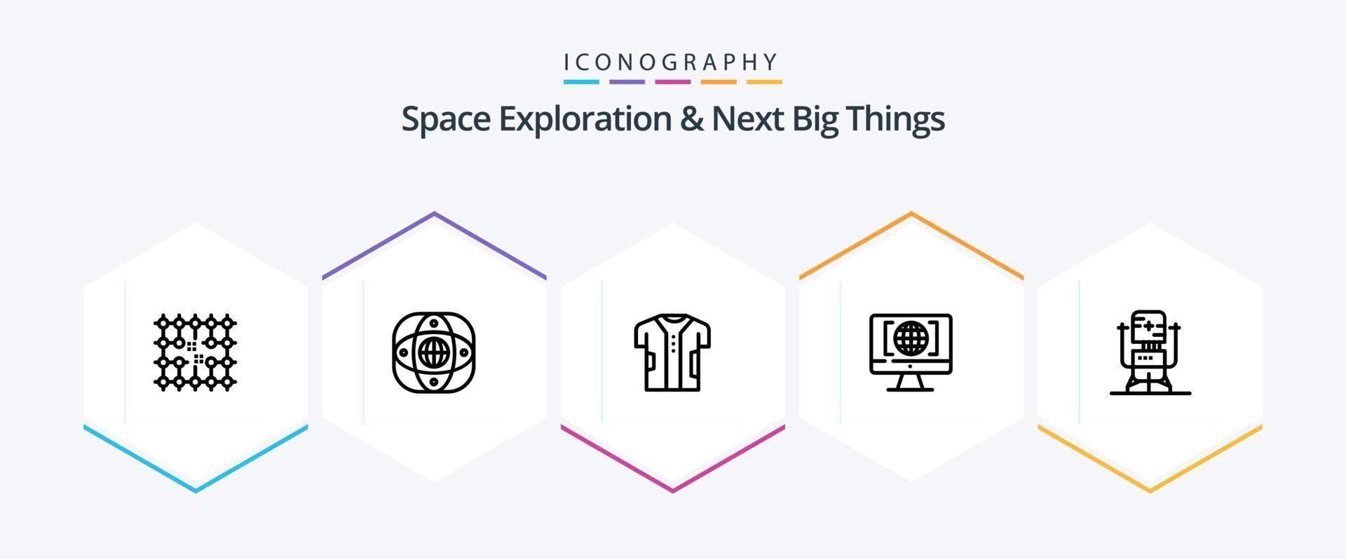 Space Exploration And Next Big Things 25 Line icon pack including world. computer. global. fabric. digital vector