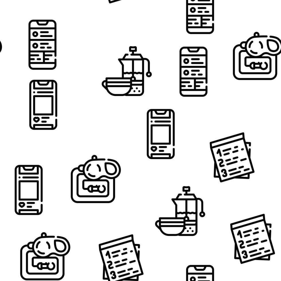 Morning Routine Daily Vector Seamless Pattern