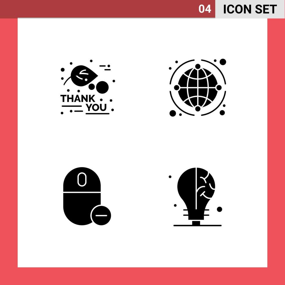 Set of 4 Vector Solid Glyphs on Grid for thanks day devices thanksgiving network hardware Editable Vector Design Elements