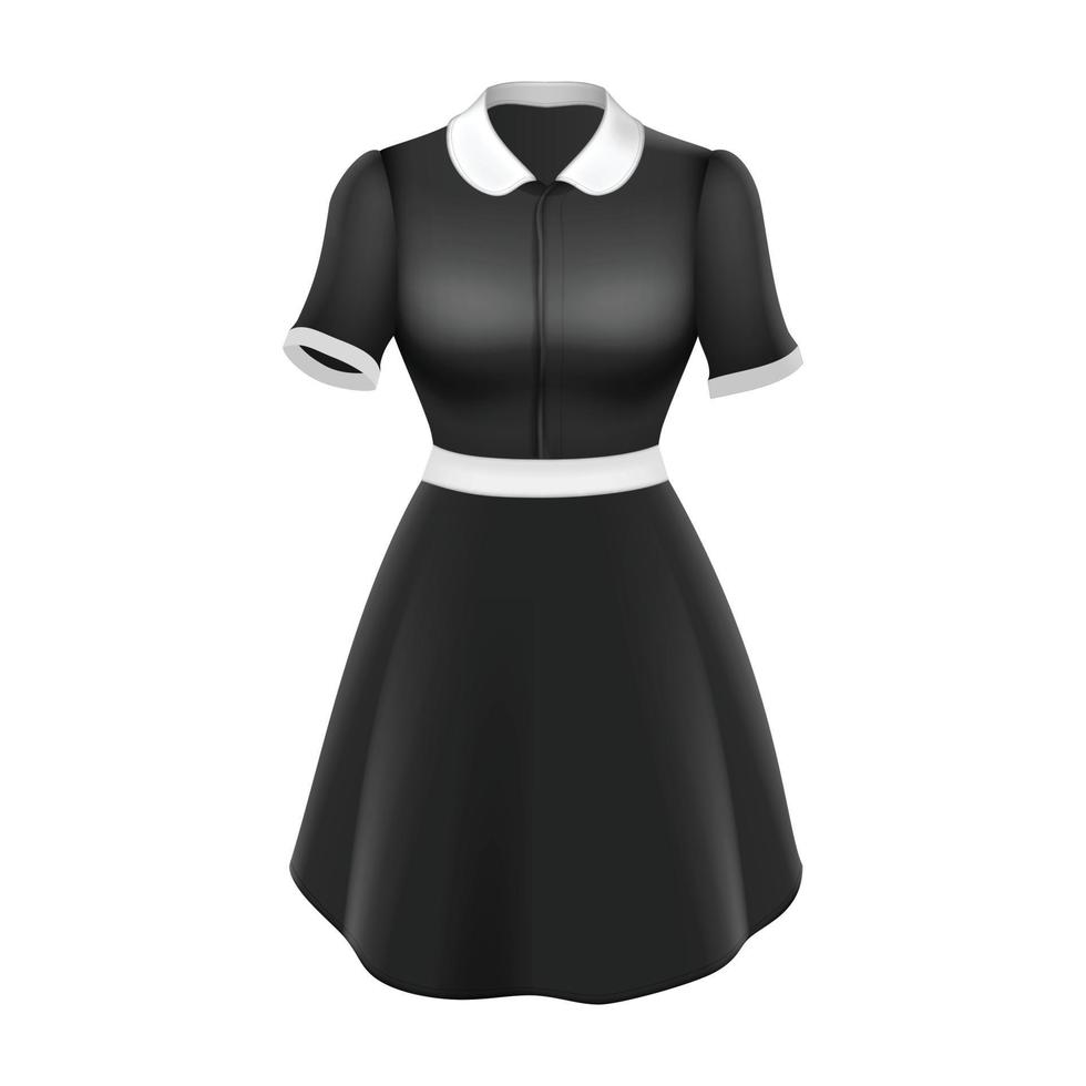 Maid Uniform Woman Stylish Textile Clothes Vector