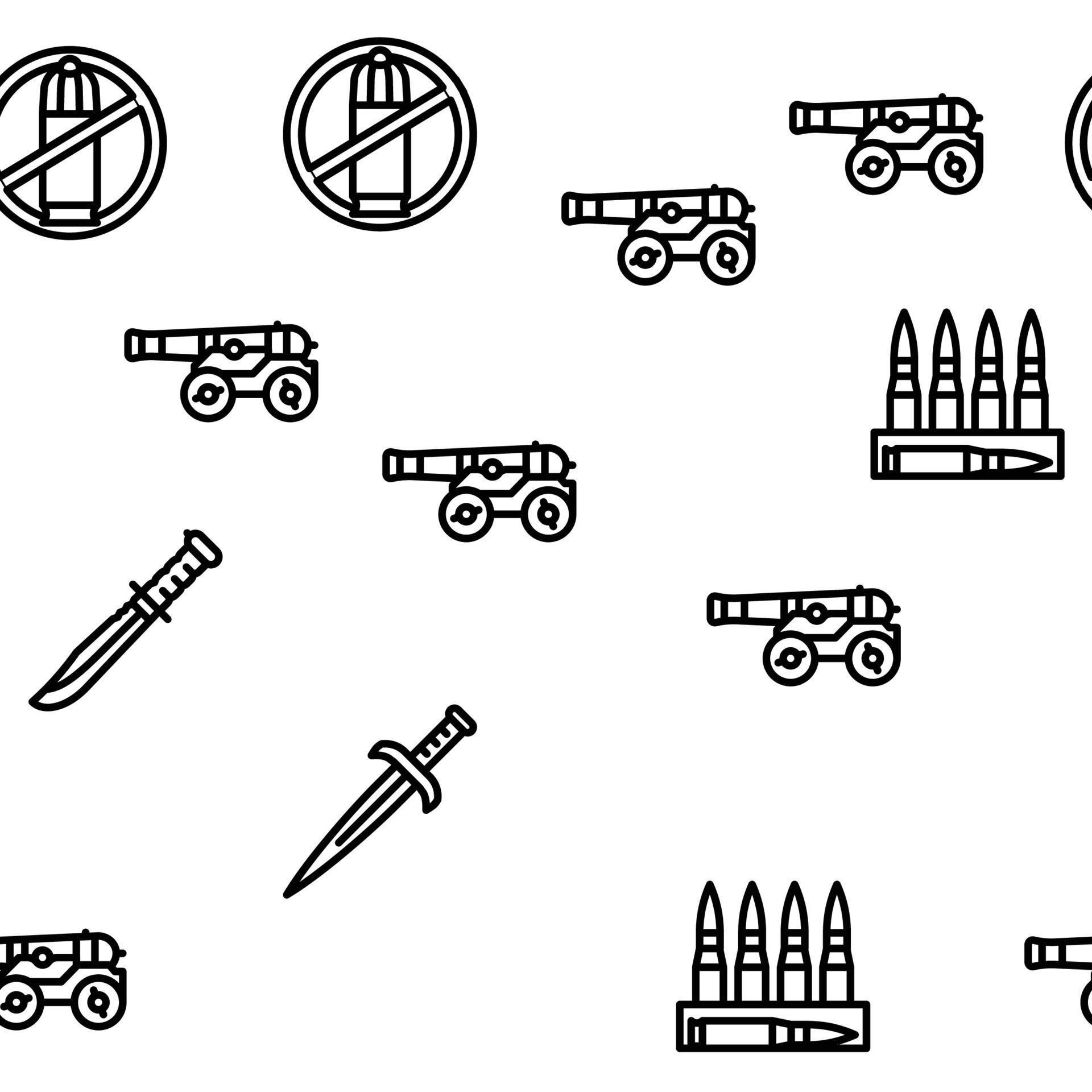 Weapon Military Army Equipment Vector Seamless Pattern 17313985 Vector