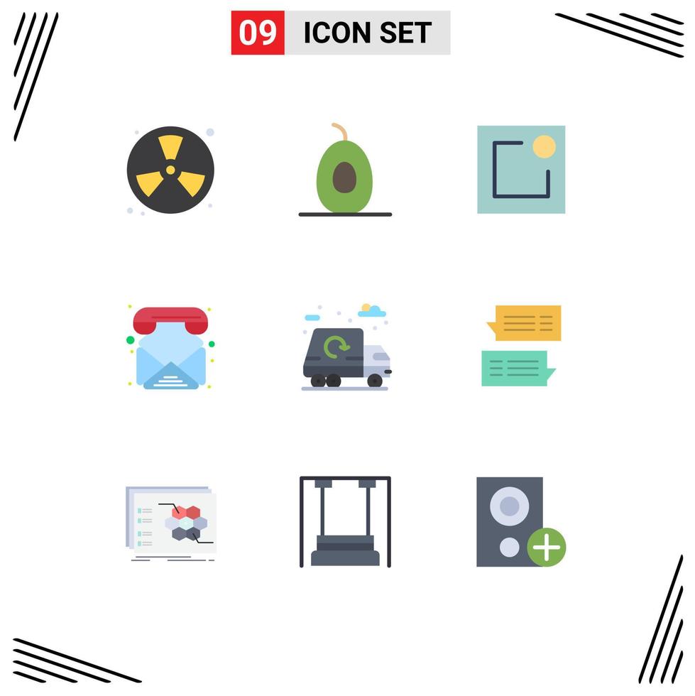 Set of 9 Modern UI Icons Symbols Signs for garbage city activity call email Editable Vector Design Elements