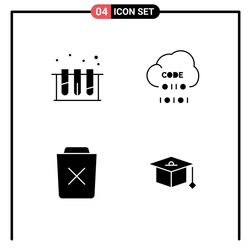 Modern Set of 4 Solid Glyphs and symbols such as medical basic tub develop delete Editable Vector Design Elements